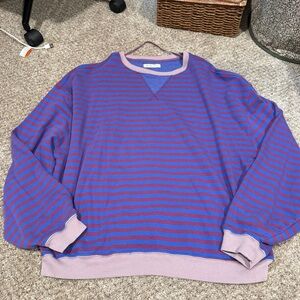 We the Free Classic Striped Crewneck Sweater - Purple & Pink